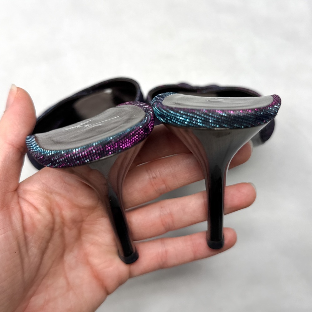 Giuseppe Zanotti Vicini Vintage Y2K Glitter Lurex Slide Mule Sandal Heels Retro - Picture 8 of 15